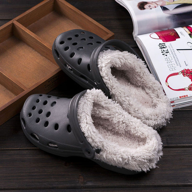 Winter Fur Lined Waterproof Rubber Clogs