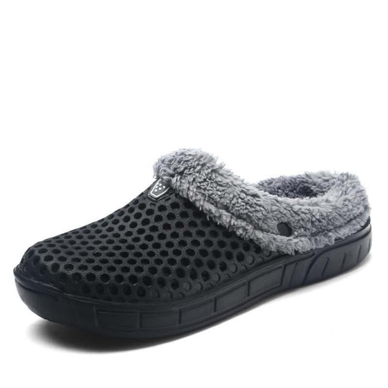 Men's Fur Lined Rubber Clog Slippers