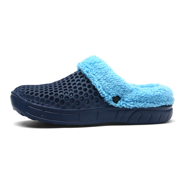 Men's Fur Lined Rubber Clog Slippers