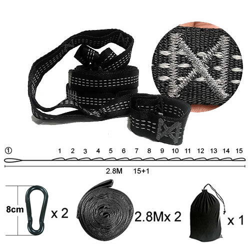 Adjustable Hammock Hanging Straps, Belts, and Hooks