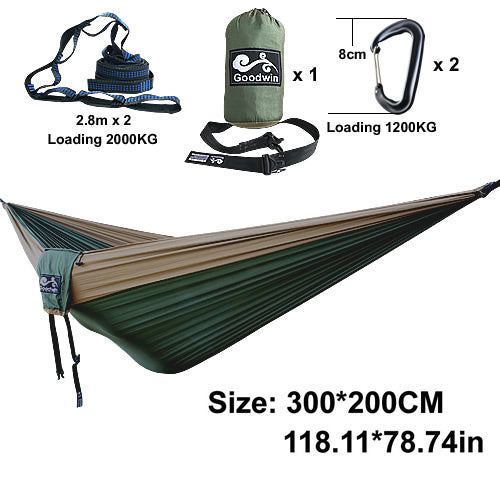 Double Person Parachute Nylon Hammock with Straps, Buckles