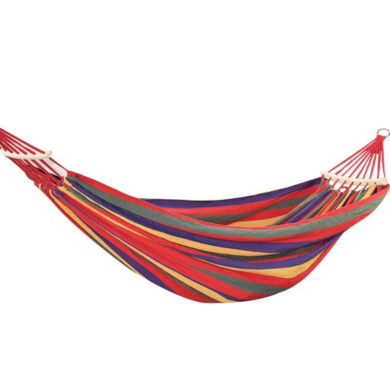 Two Person Canvas Hammock with Wooden Stabilizer
