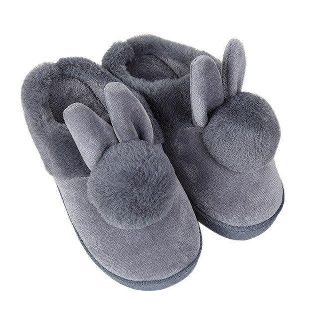 Cozy Rabbit Ears Plush Slippers