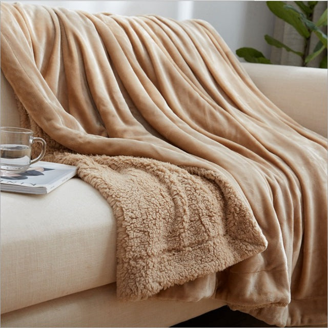 Sherpa Poly Wool Throw Blanket