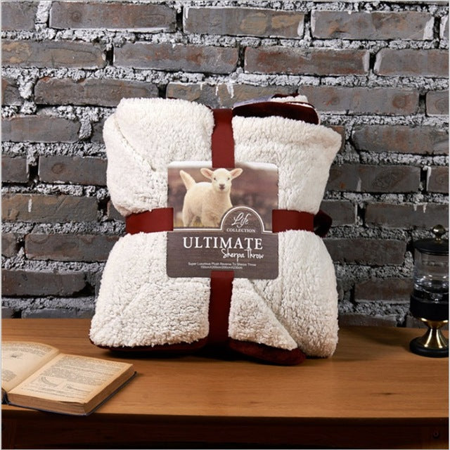 Sherpa Poly Wool Throw Blanket