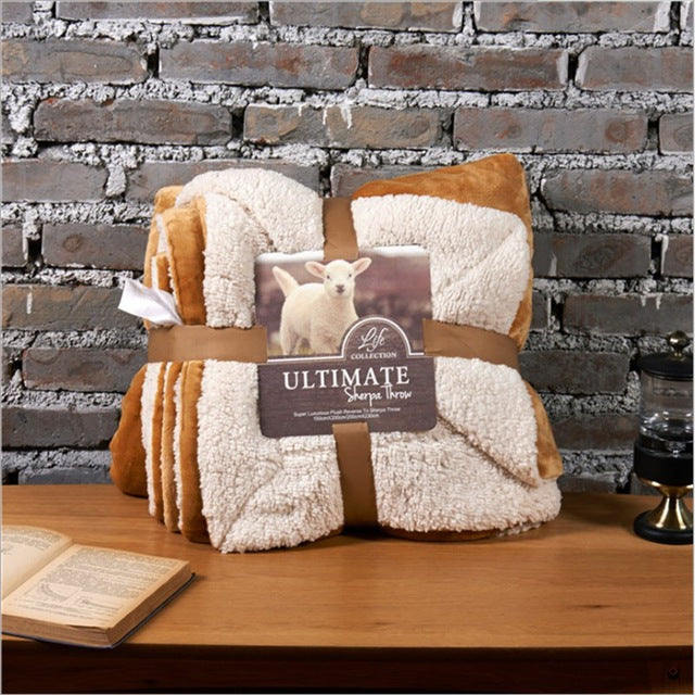 Sherpa Poly Wool Throw Blanket