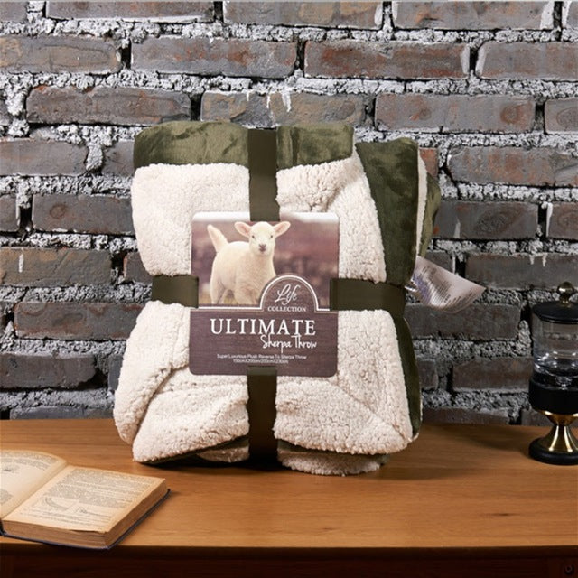 Sherpa Poly Wool Throw Blanket