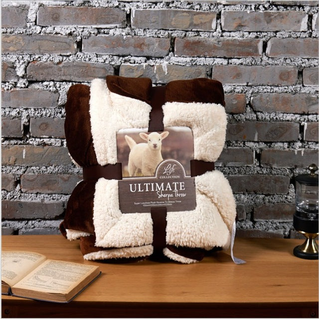 Sherpa Poly Wool Throw Blanket