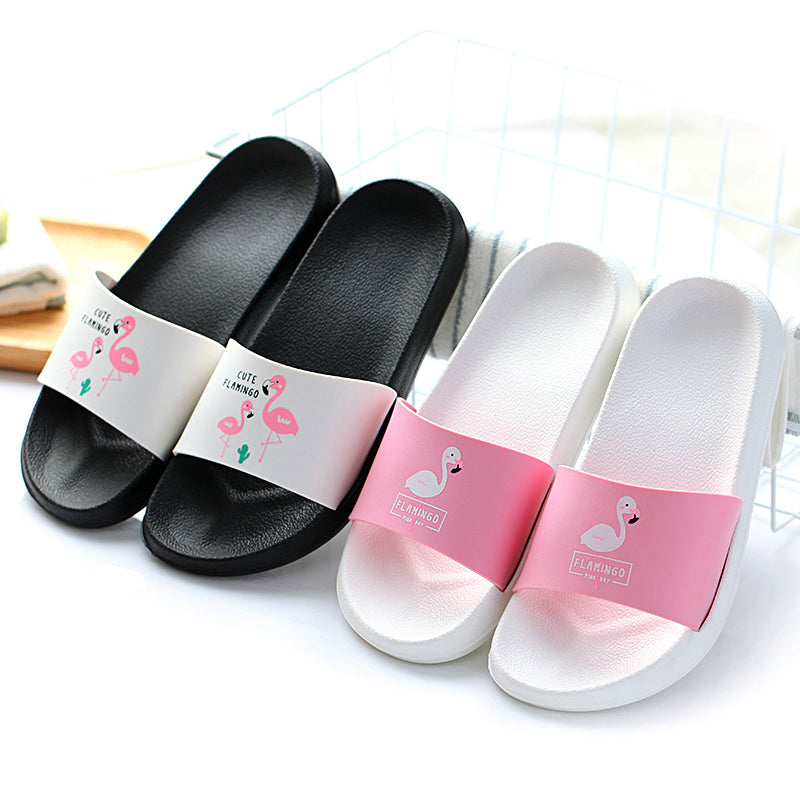 Women's Contour Insole Flamingo Cartoon Beach Slippers
