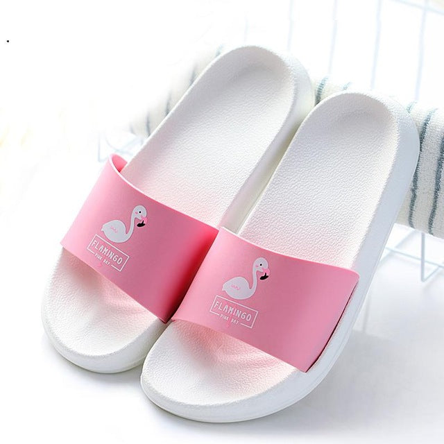 Women's Contour Insole Flamingo Cartoon Beach Slippers