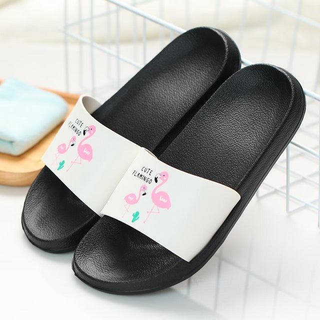 Women's Contour Insole Flamingo Cartoon Beach Slippers