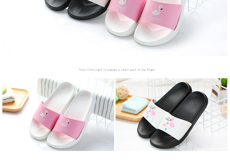 Women's Contour Insole Flamingo Cartoon Beach Slippers