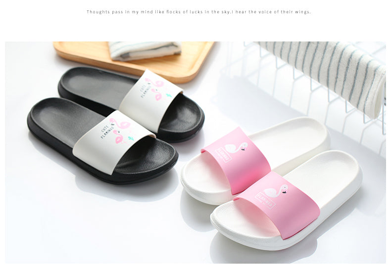 Women's Contour Insole Flamingo Cartoon Beach Slippers