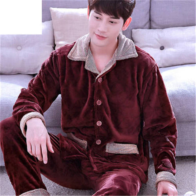 Men's Thick Fleece Pajama Set