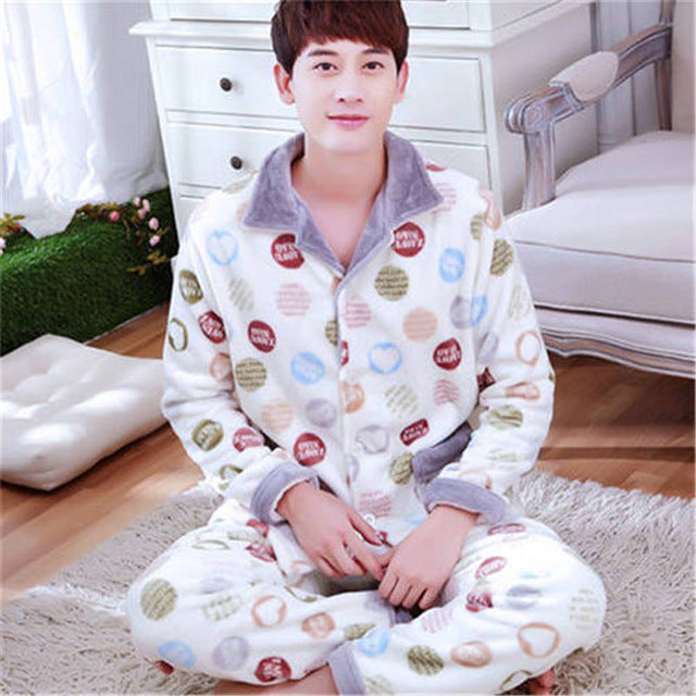 Men's Thick Fleece Pajama Set