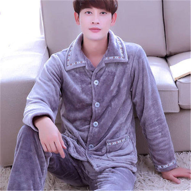 Men's Thick Fleece Pajama Set