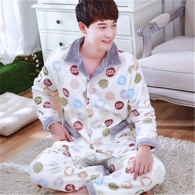 Men's Thick Fleece Pajama Set