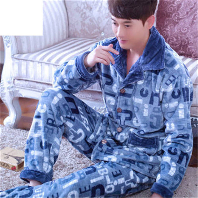 Men's Thick Fleece Pajama Set