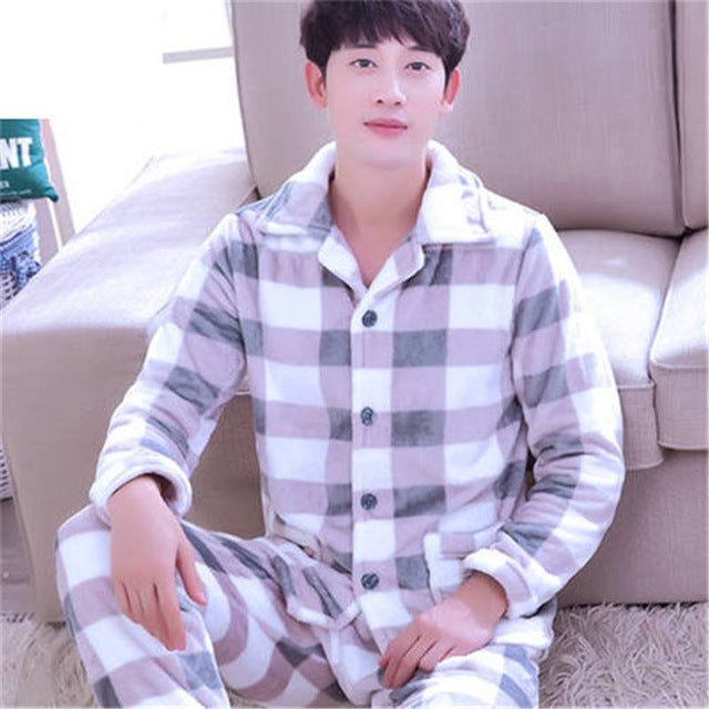 Men's Thick Fleece Pajama Set