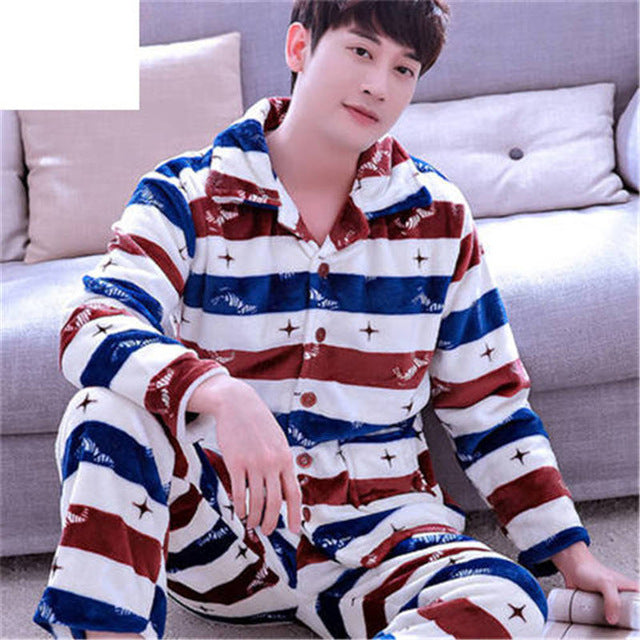 Men's Thick Fleece Pajama Set
