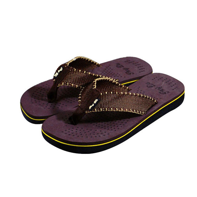 Striped Sole Fabric Strap Flip-Flops for Home, Beach