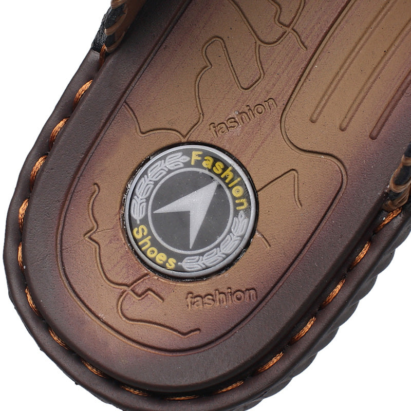 Handmade Genuine Leather Sandals with Sewn Borders