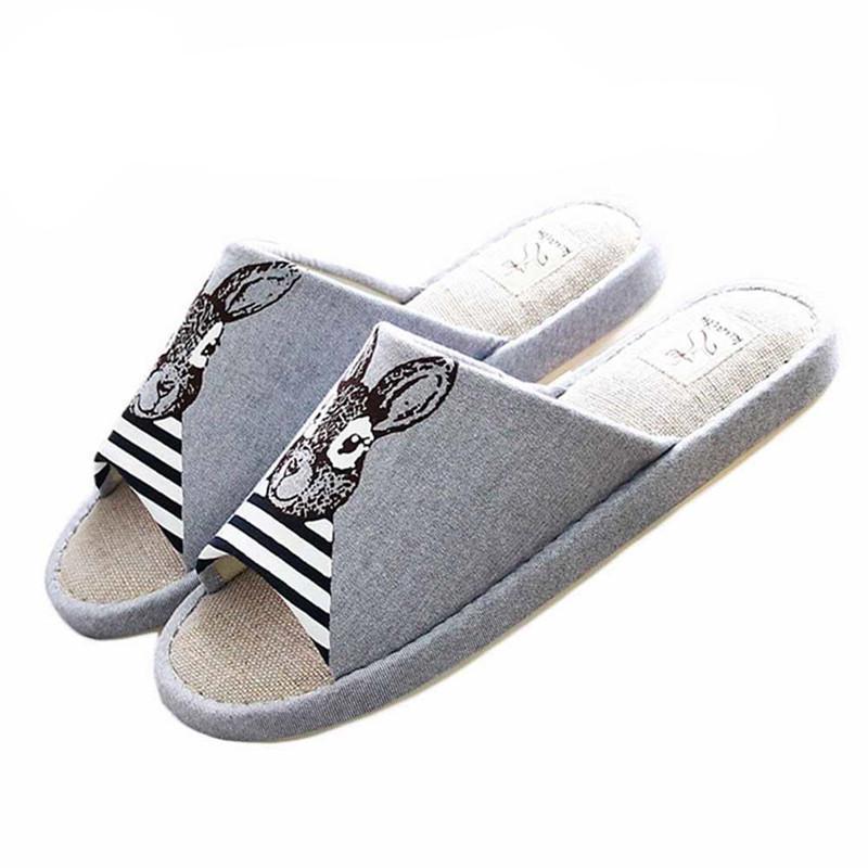Rabbit Lover Print Cotton Slippers