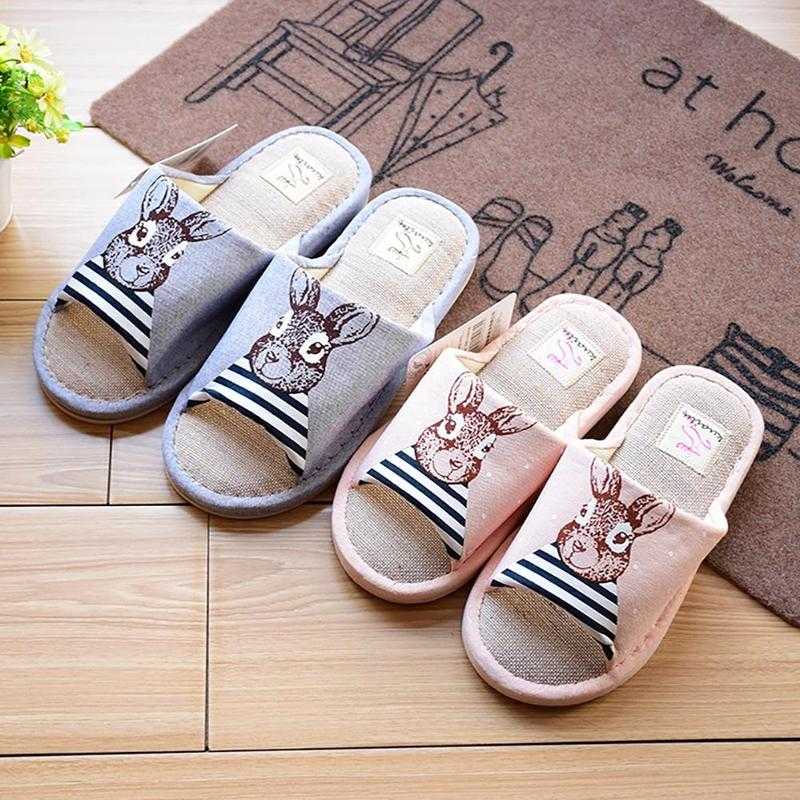 Rabbit Lover Print Cotton Slippers