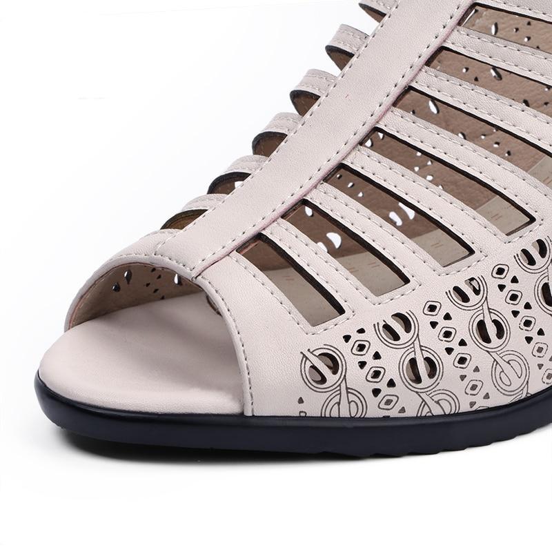 Women's Peep Toe Soft Leather Summer Sandals