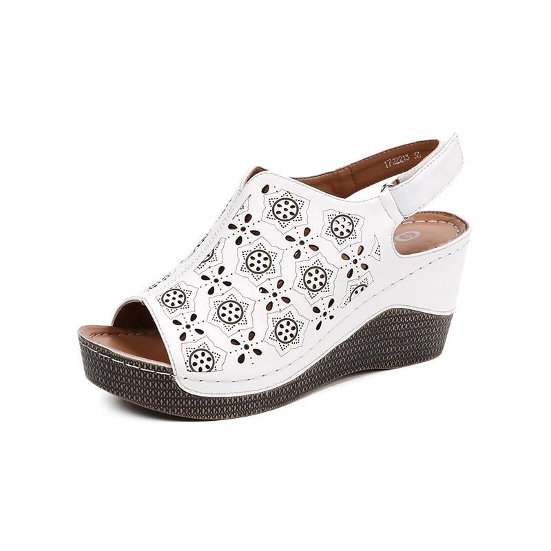 Star Fretwork Pattern Summer Wedge Heels for Women