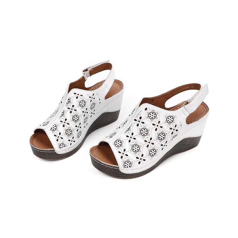 Star Fretwork Pattern Summer Wedge Heels for Women