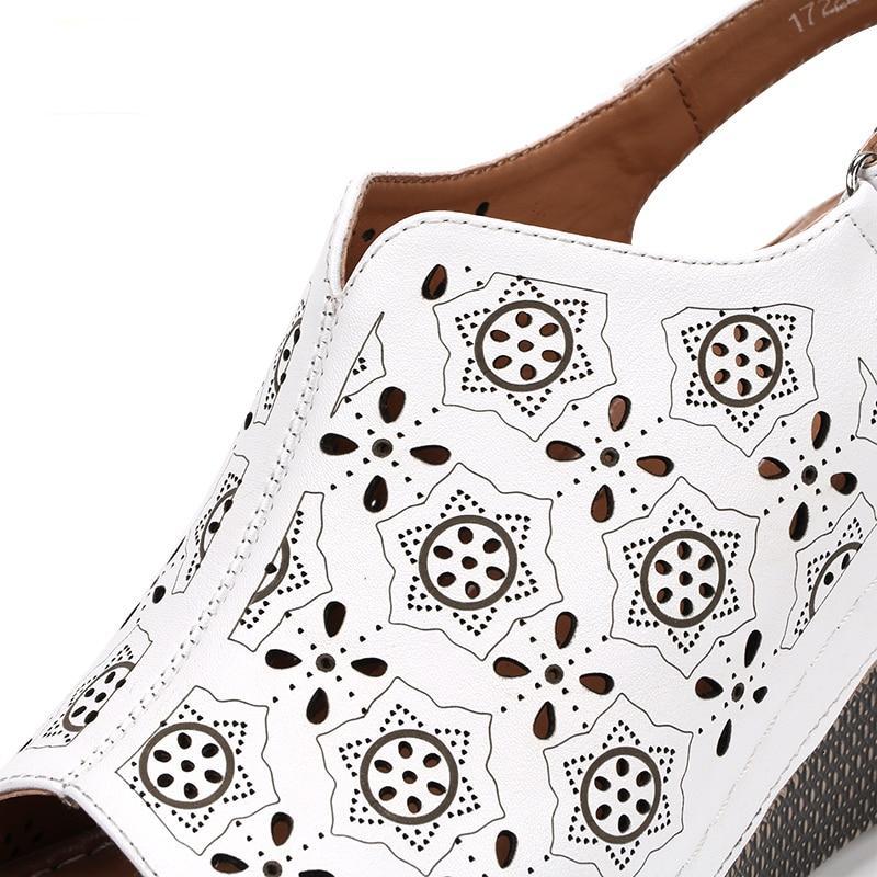 Star Fretwork Pattern Summer Wedge Heels for Women