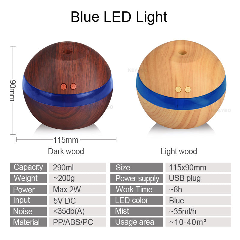 USB Power Woodgrain Sphere Aromatic Oil Diffuser