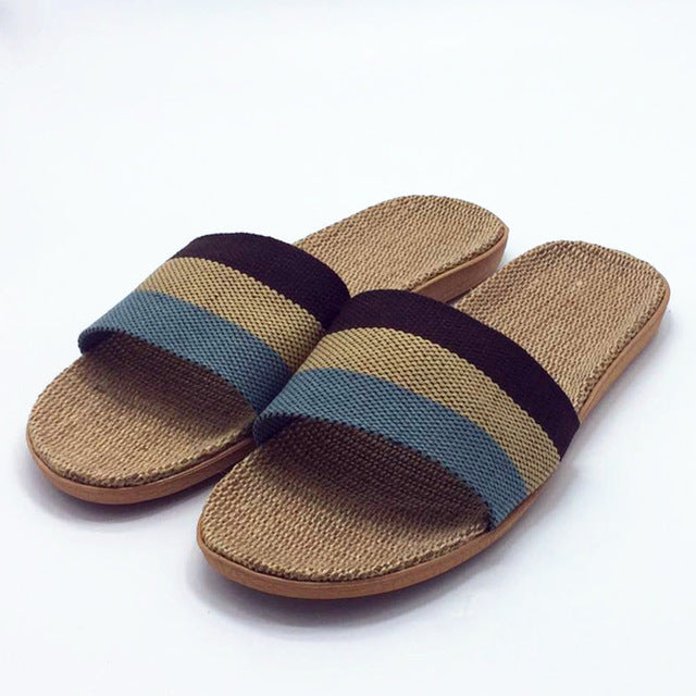Men's Flax Woven Home Slippers