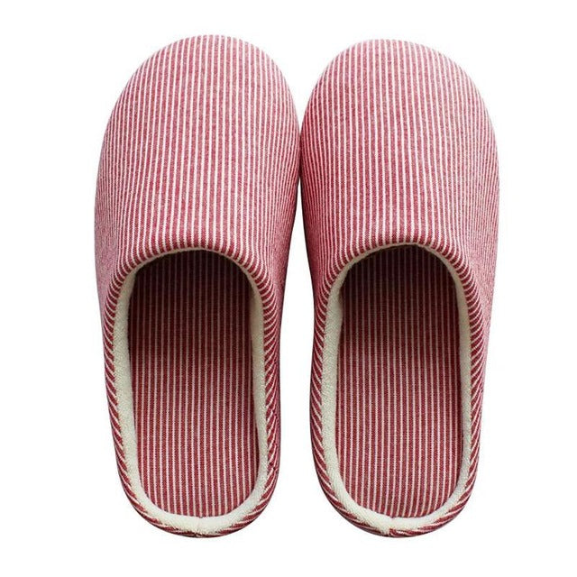 Men's Pin-Striped Cotton Slippers