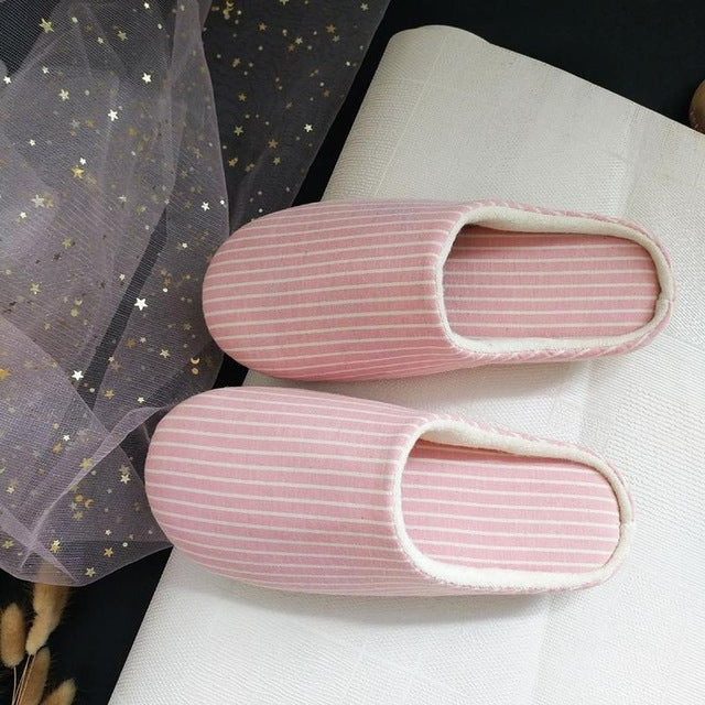 Men's Pin-Striped Cotton Slippers