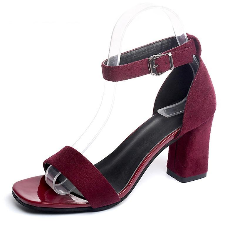 Women's Ankle Strap Open Toe Chunky High Heels