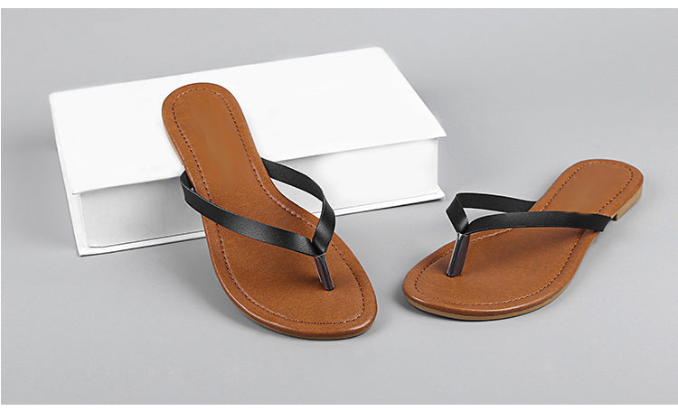 Women's Leather Insole Color Strap Flats