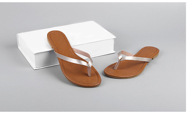 Women's Leather Insole Color Strap Flats