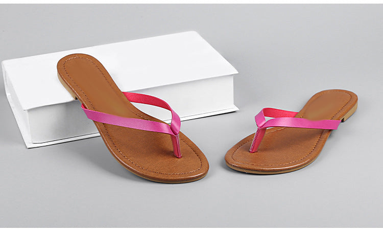 Women's Leather Insole Color Strap Flats