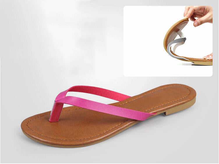 Women's Leather Insole Color Strap Flats