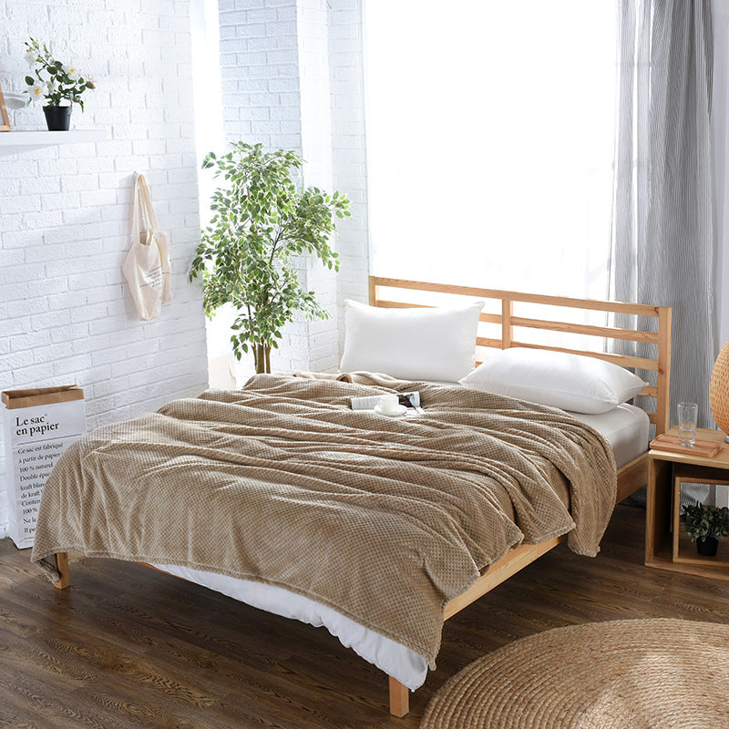 Waffle Pattern Flannel Microfiber Bed Cover or Throw
