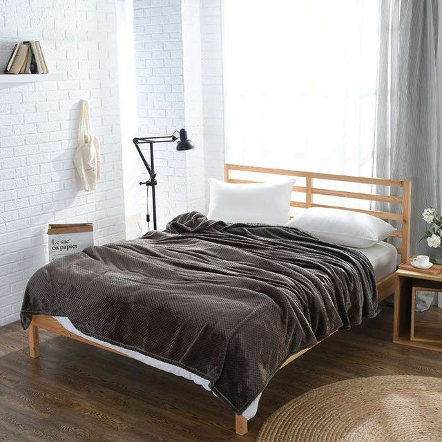 Waffle Pattern Flannel Microfiber Bed Cover or Throw
