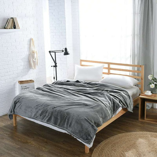 Waffle Pattern Flannel Microfiber Bed Cover or Throw