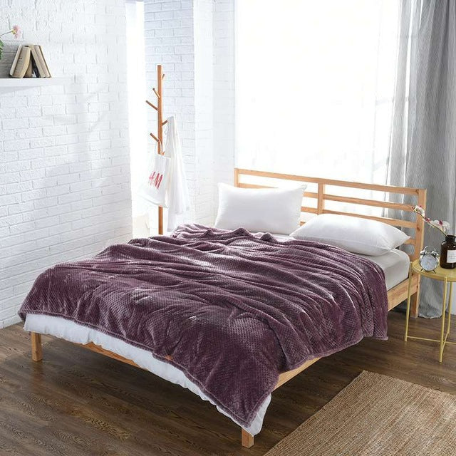 Waffle Pattern Flannel Microfiber Bed Cover or Throw