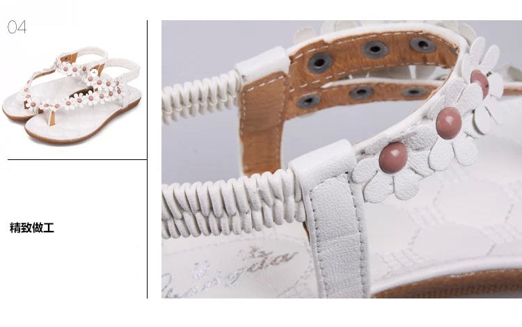 Ladies Bohemian Flower Strap Flat Sandals