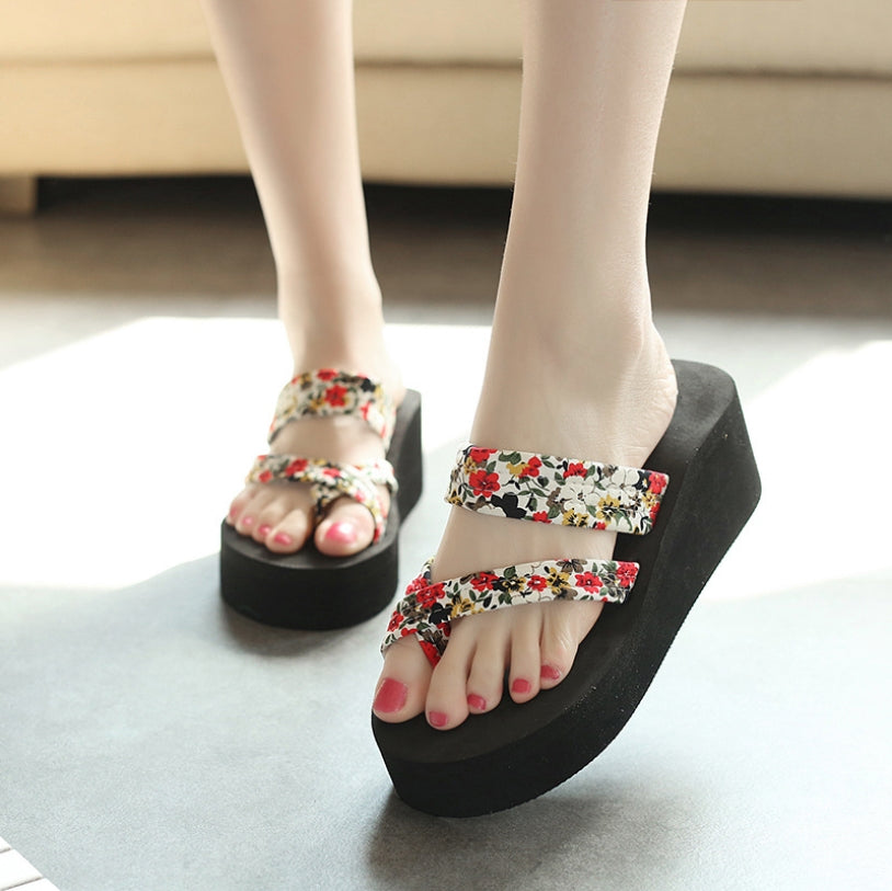 Women's Floral Bling Platform Slippers