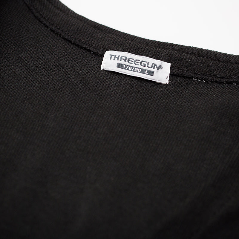 THREEGUN Men Sleepwear Sexy Deep V-neck Male Cardigan Sleep Tops with Buttons Pajama Pants Rib Fabric Nightgown Home Clothes