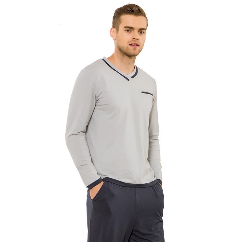 High-end brand Men's Pajamas Spring Long Sleeve v-neck Pyjamas