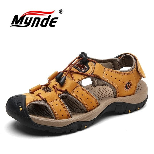 Men's Ankle Strap Leather Sandals Big Sizes 38-47